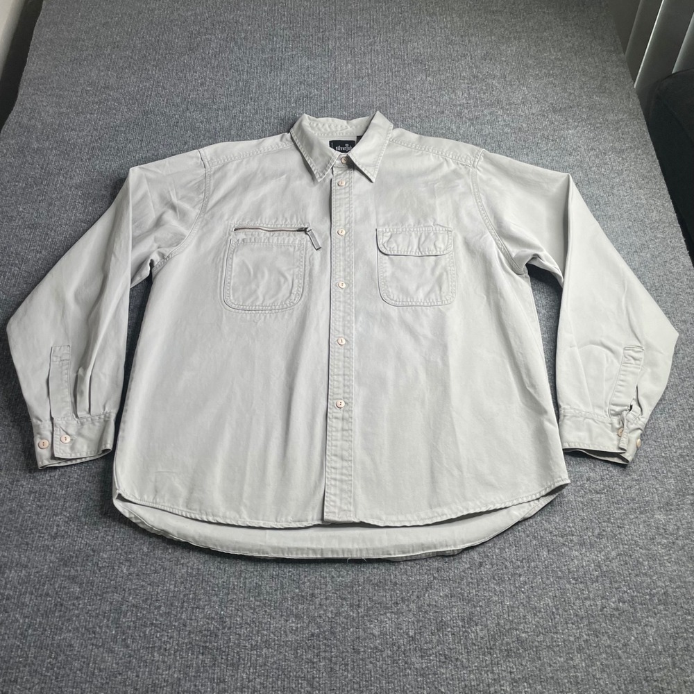 Levis SilverTab Shirt Men's XL Gray Long Sleeve Utility Twill Cotton
